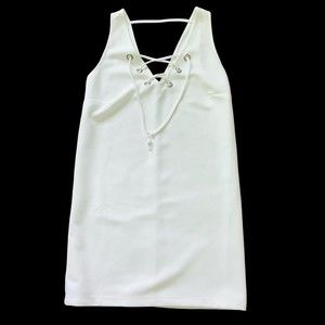 Leith Nordstrom Women's XS White Waffle Short Mini Casual Dress Beach Swim Pool